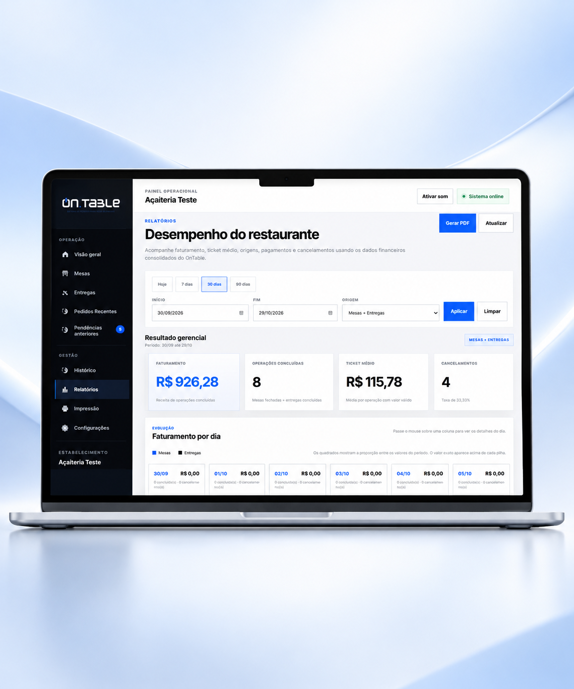 OnTable — Gestão de pedidos